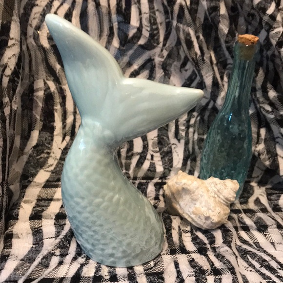 Ceramic Decorative Aqua Mermaid Tail - Picture 1 of 5